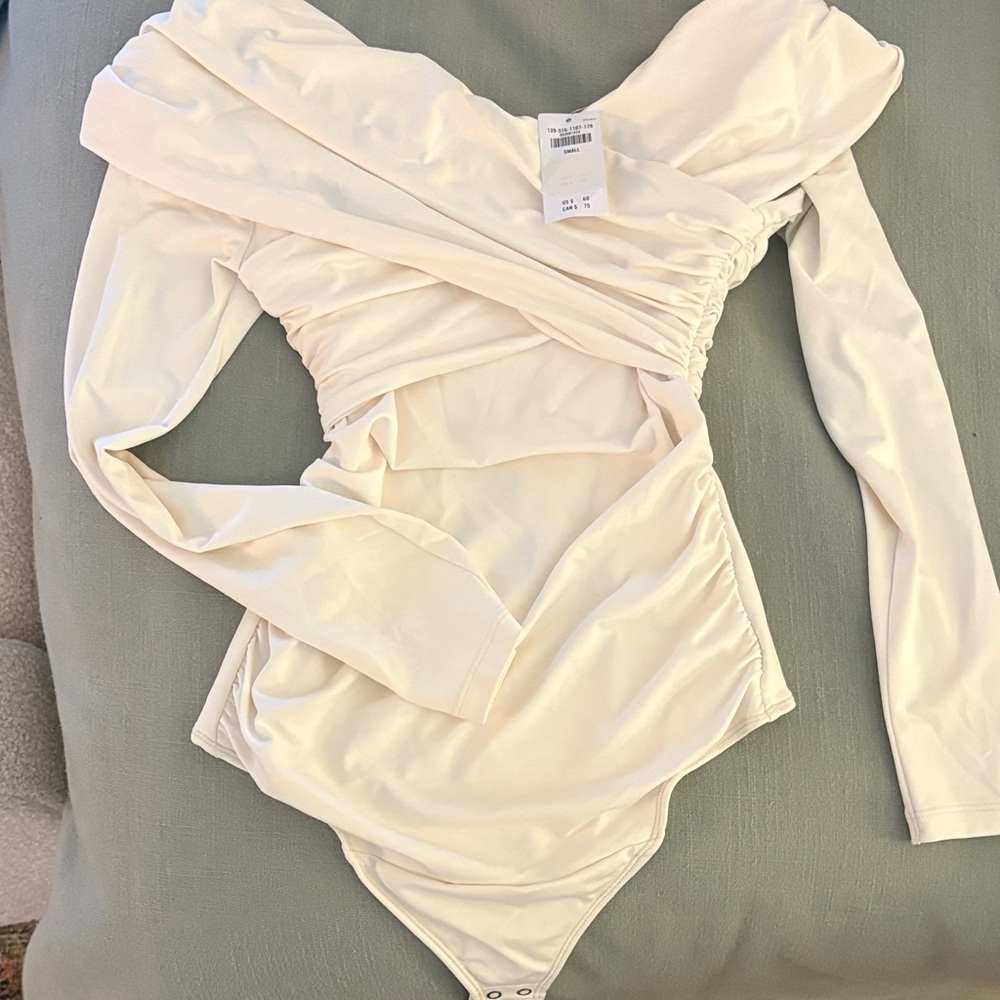 Abercrombie Cream Off-Shoulder Bodysuit
